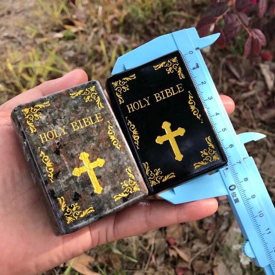 Natural Crystal Obsidian Holy Bible Book, Gemstone Figurine Carvings, Energy Crystal, Healing Crystal Book, Crystal Birthday Gift