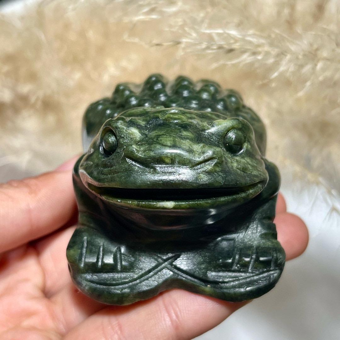 Natrual Green Lucky Frog Carving, Crystal Toad, Fengshui Crystal Gift, Crystal Frog, Home Decoration, Tea Pet, Christmas Gift