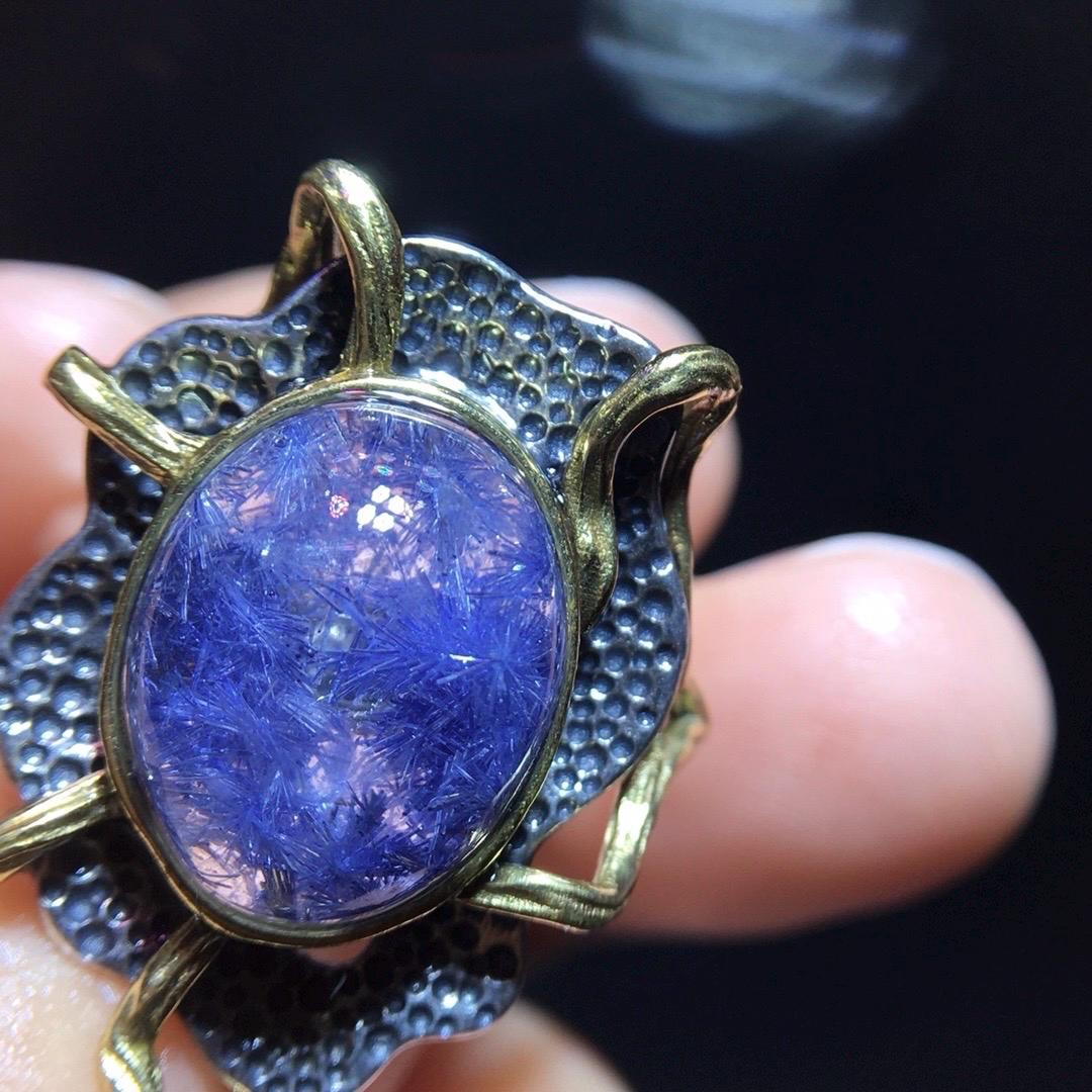 Natural Blue Dumortierite Quartz Ring, Blue Rutilated Ring, 925 Sterling Silver Ring, Adjustable Ring, Relieve Depression, Healing Crystal