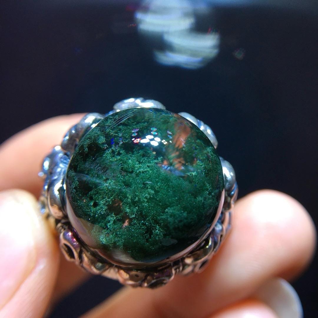 Green Garden Quartz Oval Ring, 925 Sterling Silver Setting, Adjustable Ring, Vintage Ring, Handmade Jewelry, Anniversary Gift