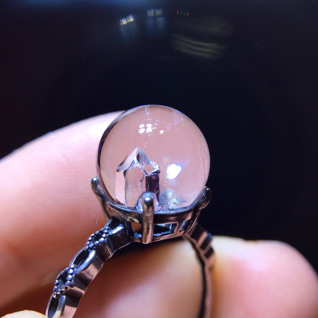 Natural Quartz In Quartz Pyramid Ring, 925 Sterling Silver Setting, Adjustable Ring, Gemstone Ring, Lucky Beads Ring, Birthday Gift
