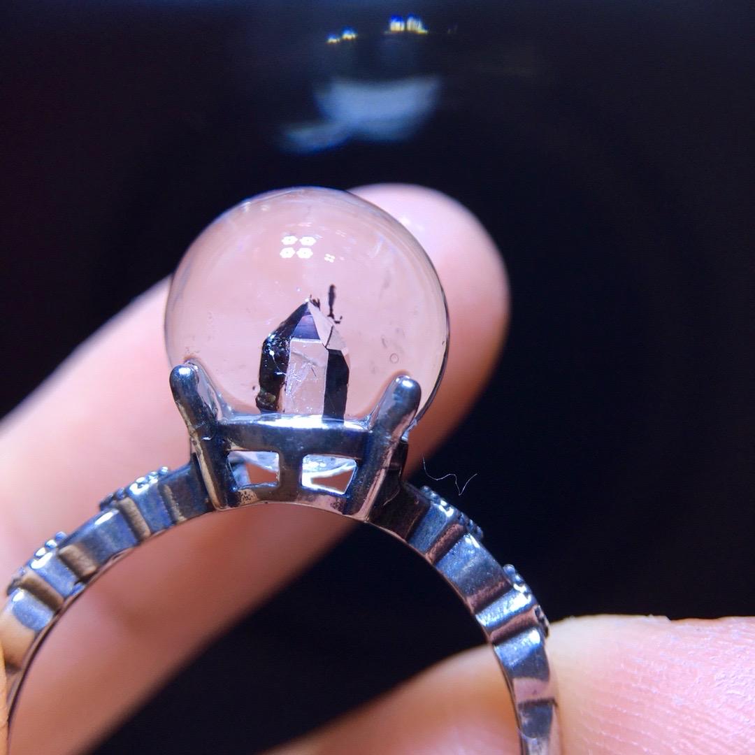 Natural Quartz In Quartz Pyramid Ring, 925 Sterling Silver Setting, Adjustable Ring, Gemstone Ring, Lucky Beads Ring, Birthday Gift