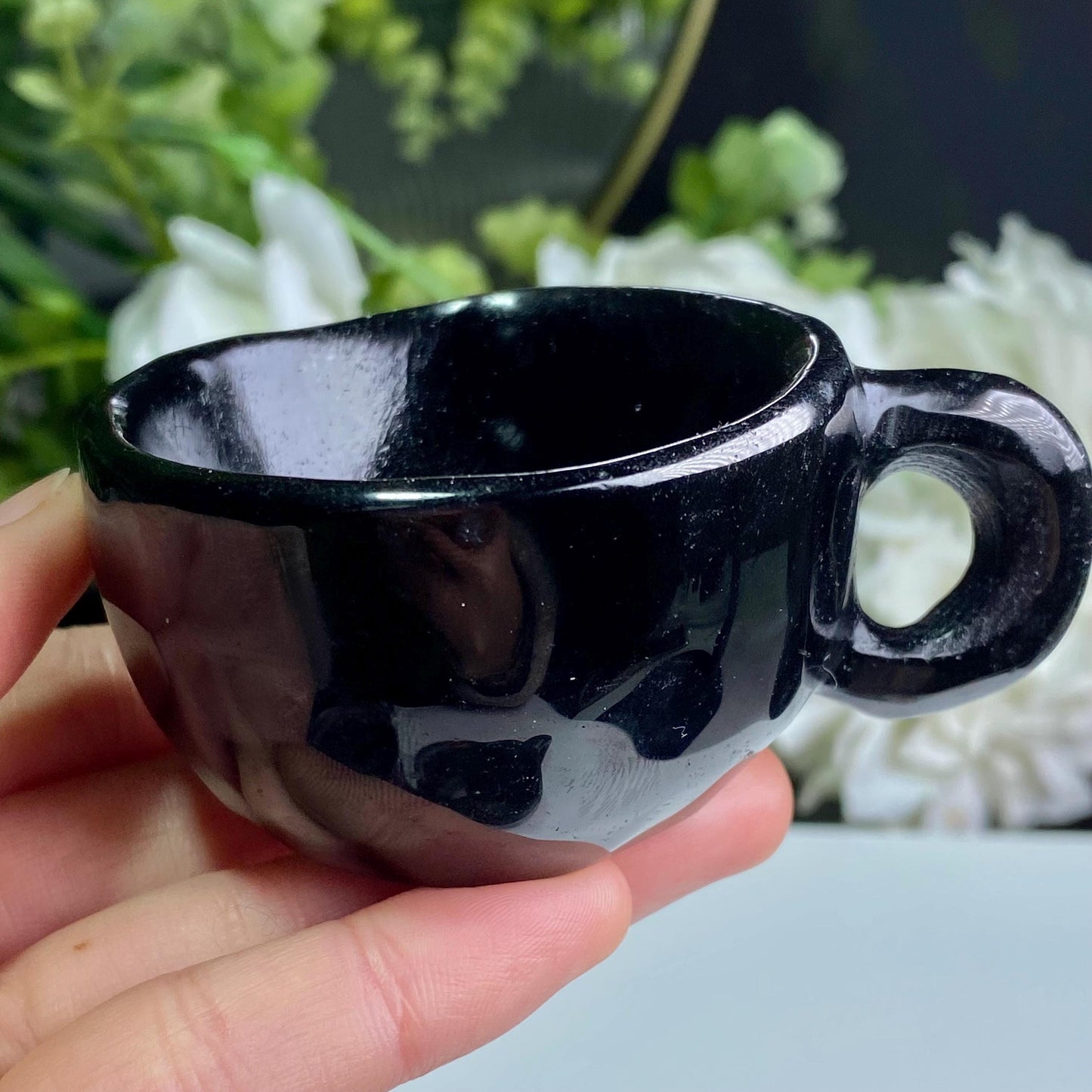 Natural Crystal Tea Cup, Small Gemstone Coffee Mug,  Custom Engraved Water Cup,  Birthday Gift for Her