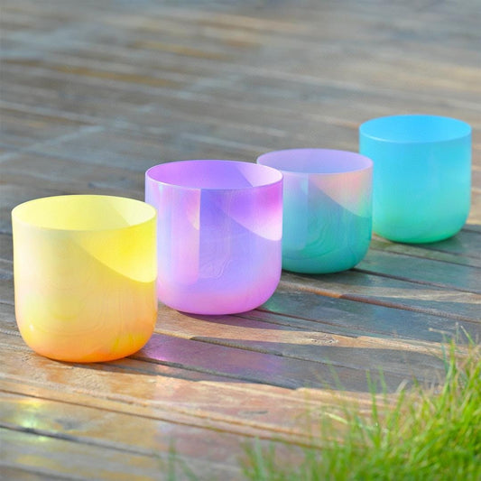 Colorful Crystal Quartz Singing Bowl, Yoga Meditation Music and Relaxation Singing Bowl, Sound Bowl for Sounding Balancing, Reiki Healing