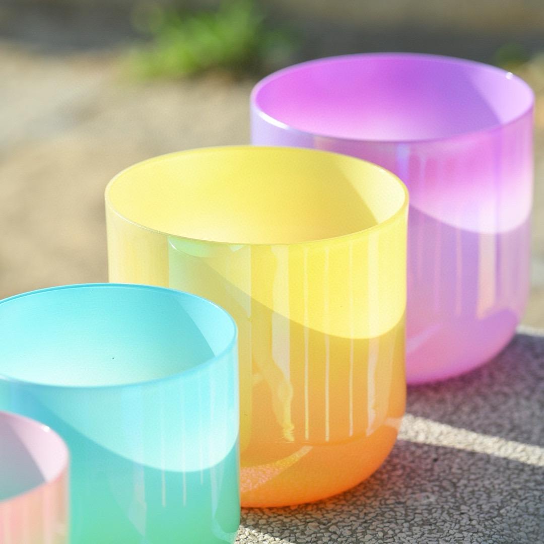 Colorful Crystal Quartz Singing Bowl, Yoga Meditation Music and Relaxation Singing Bowl, Sound Bowl for Sounding Balancing, Reiki Healing