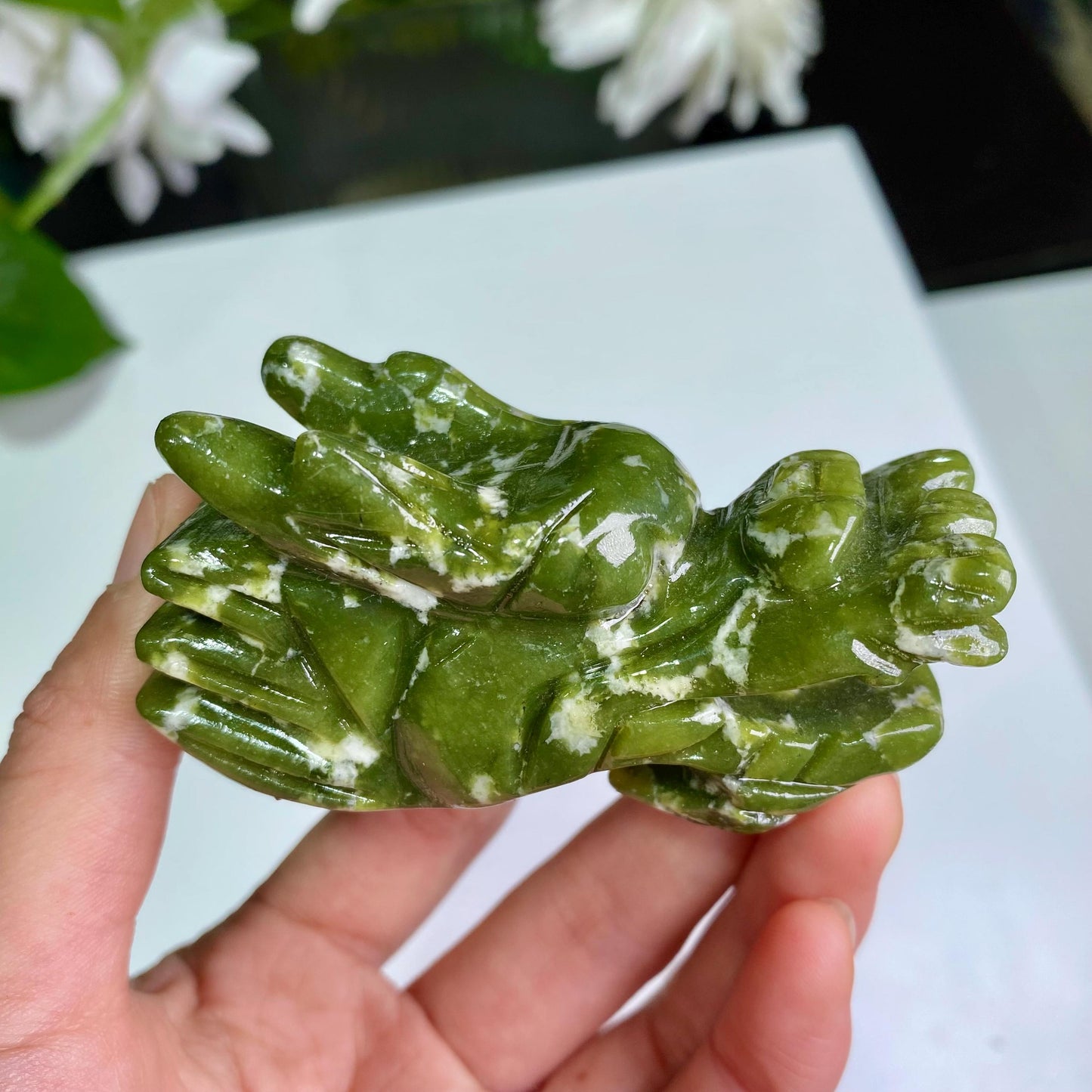 Green Jade Dragon Head Carving, Crystal Dragon Head Statue, Reiki Healing, Green Jade Dragon, Home Decor, Crystal Dragon Gift, Birthday Gift