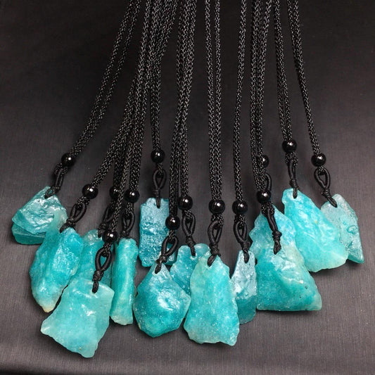 1 Pcs Natural Raw Amazonite Pendant, Healing Raw Crystal Necklace, Throat Chakra Crystal, Balance and Communication Stone, Birthday Gift