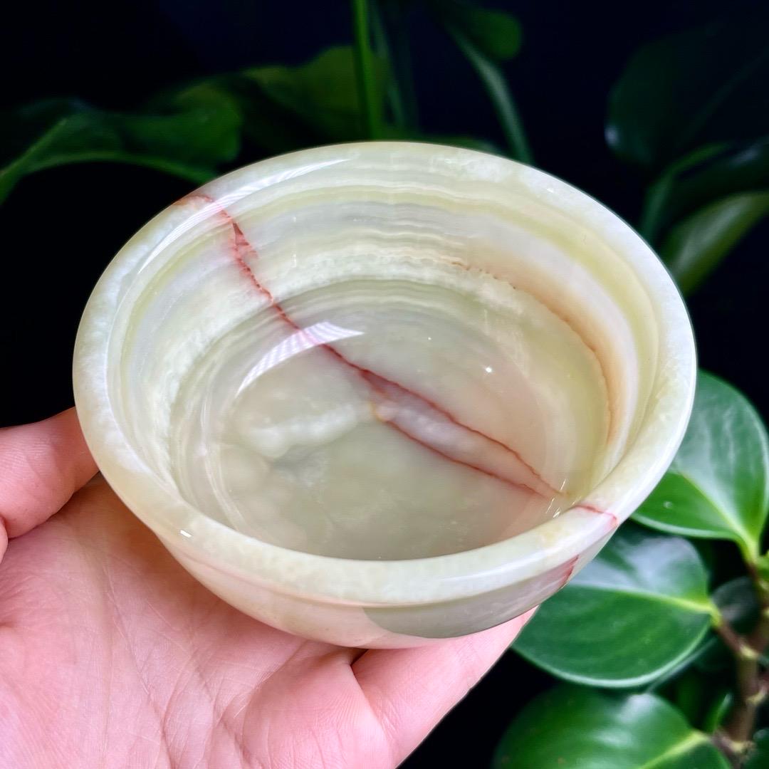 Natural Handmade Afghan Jade Onyx Stone Bowl | Crystal Quartz Bowl for Energy Healing, Meditation Decor, Birthday & Anniversary Gift