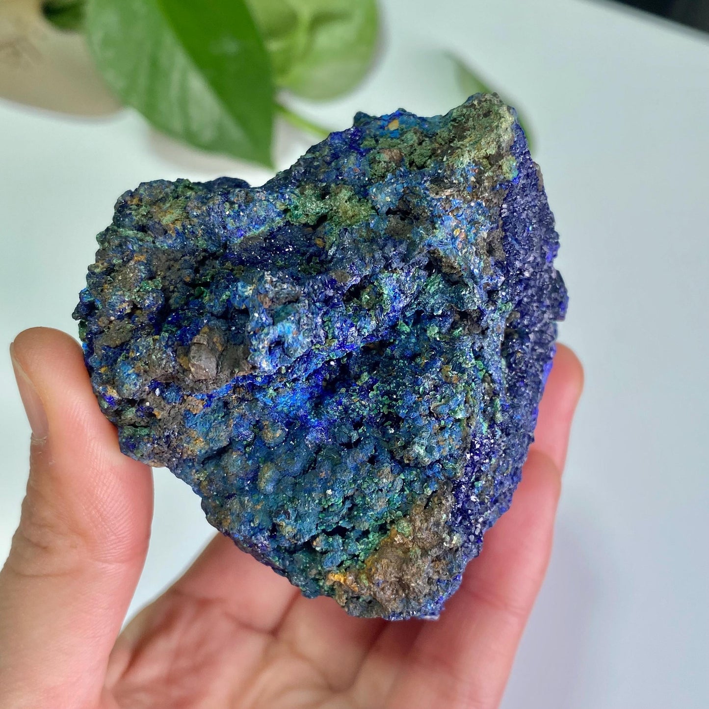 Azurite with Malachite Specimen, Blue Malachite Geode, Rare Minerals Collection,Gift for Mom