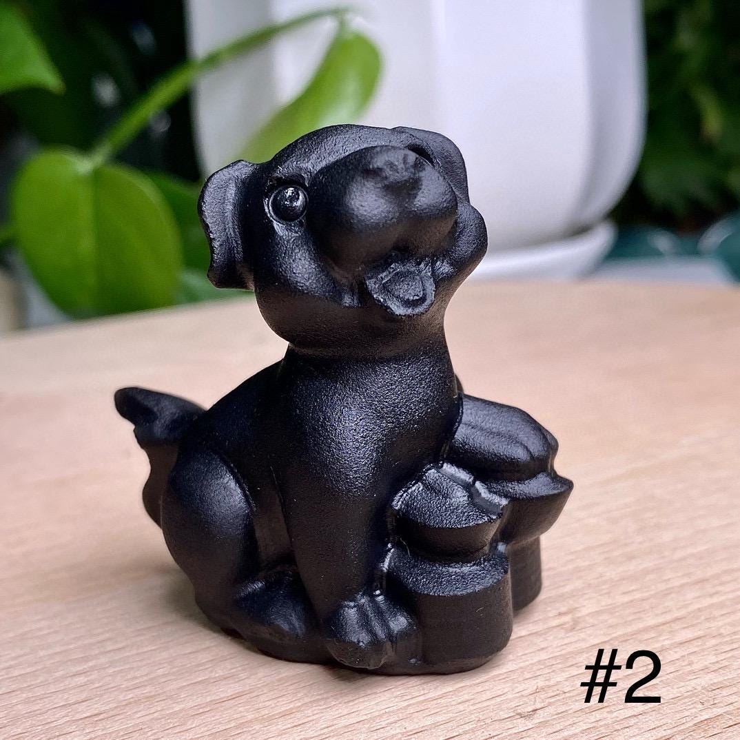 Natural Black Obsidian Pig Carving, Crystal Smile Pig, Crystal Fortune Pig, Animal Sculpture, Birthday Gift, Fengshui Home Decor