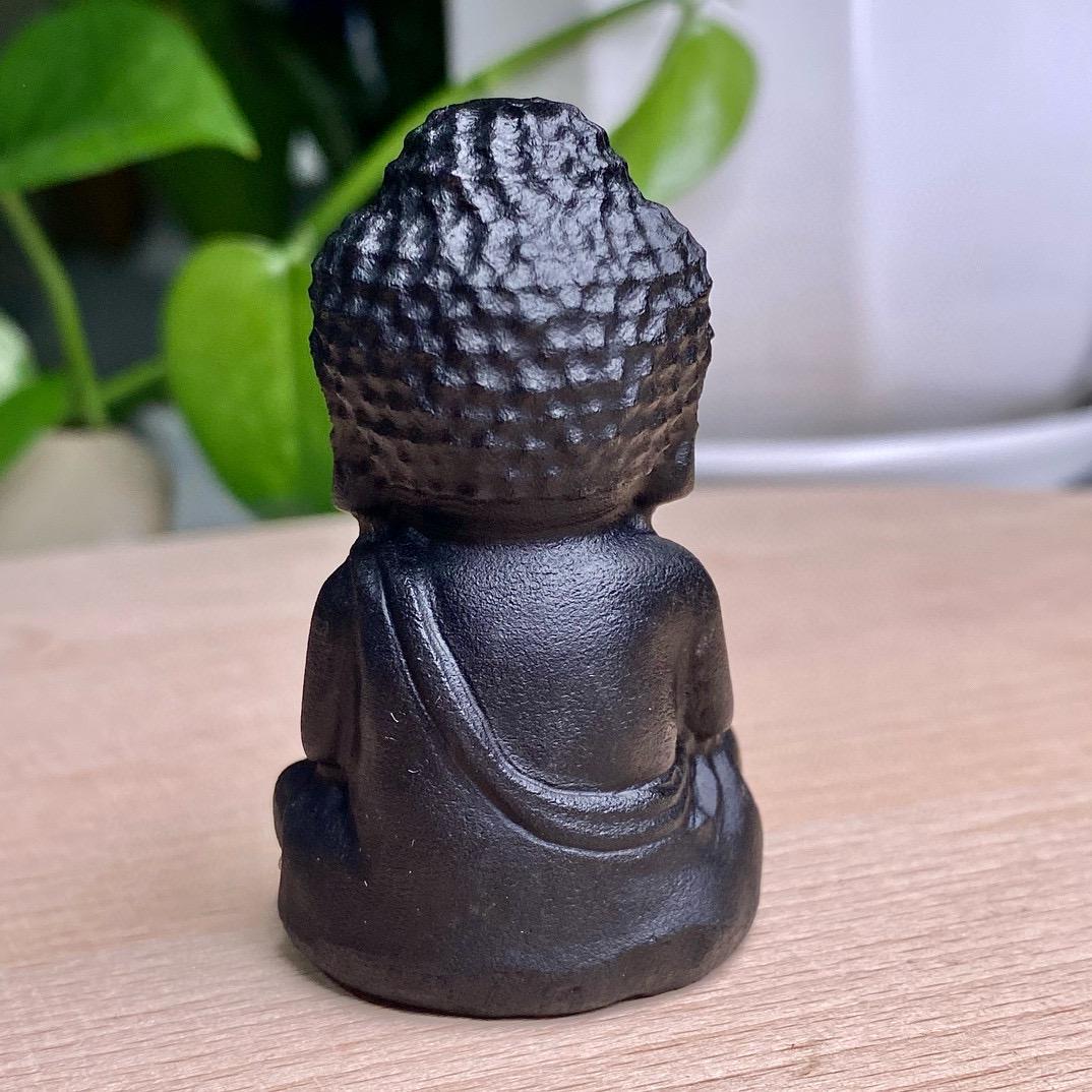 Natural Black Obsidian Carving, Crystal Buddha, Avalokitesvara, Obsidian Monk, Mini Statue, Lovely Crystal Statue, Birthday Gift, Home Decor