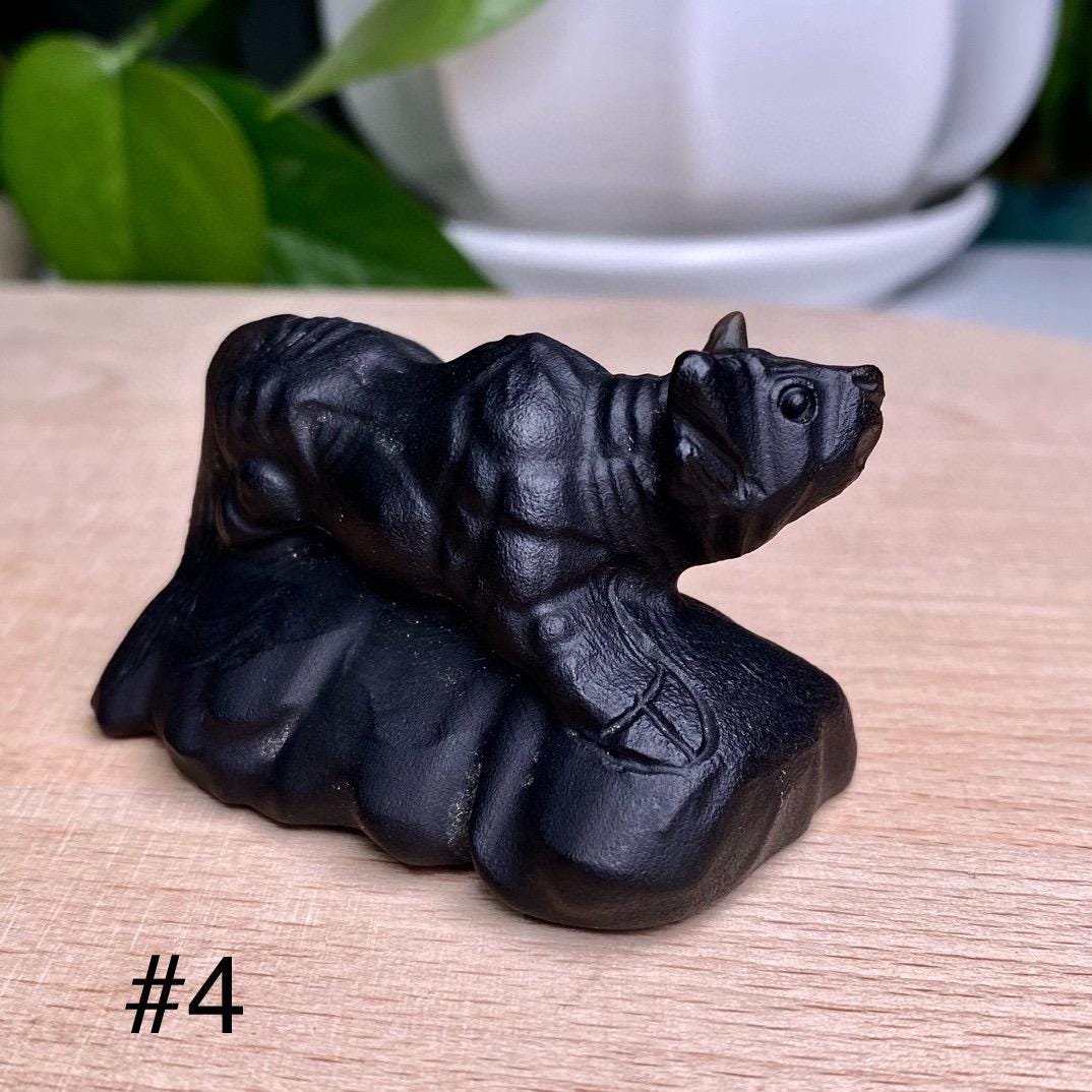Natural Black Obsidian Animal Carving, Zodiac Ornaments, Crystal Chicken, Tiger, Monkey, Bull, Animal Sculpture, Birthday Gift, Home Decor