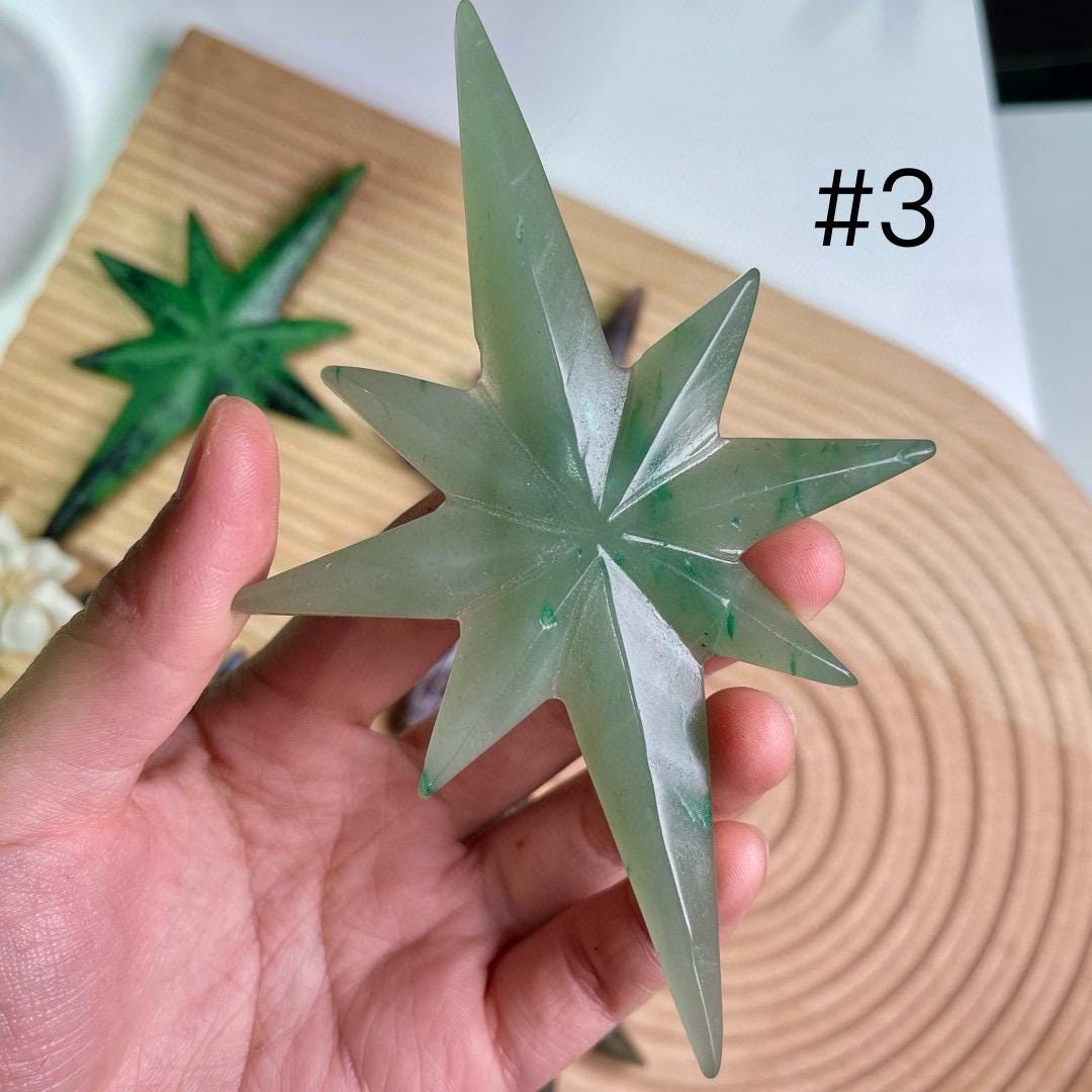 Natural Crystal North Star Ornament, Gemstone Star Decor, Desk Display, Spiritual Gift, Healing Crystal Home Decor