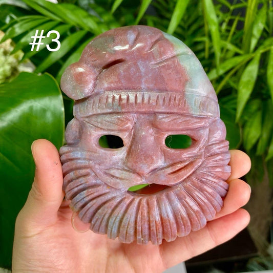 Natural Crystal Santa Claus, Clear Quartz Santa Claus, Ocean Jasper Santa Claus, Crystal Mask, Energy Crystal, Christmas Decoration