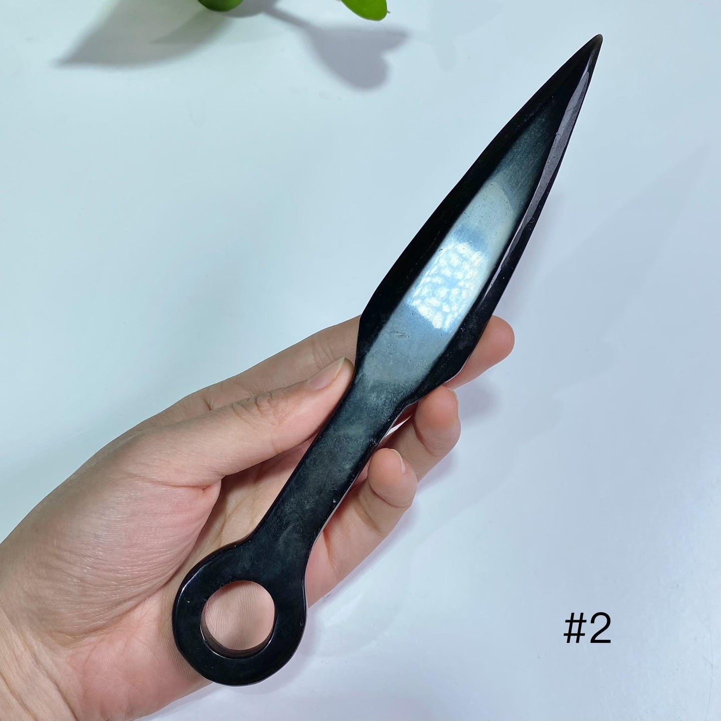 Hand Knapped Black Obsidian Athame Knife, Fengshui Decor