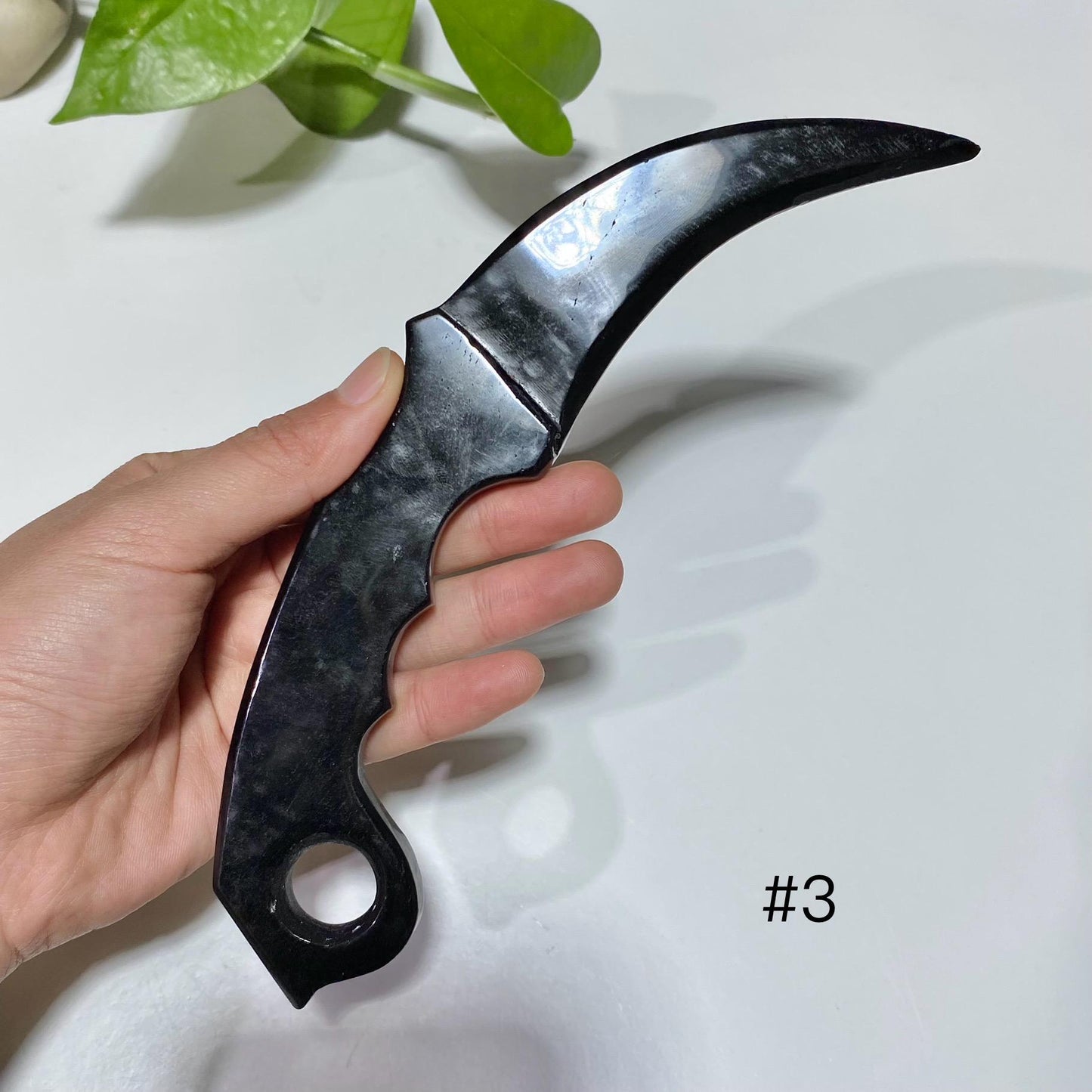 Hand Knapped Black Obsidian Athame Knife, Fengshui Decor