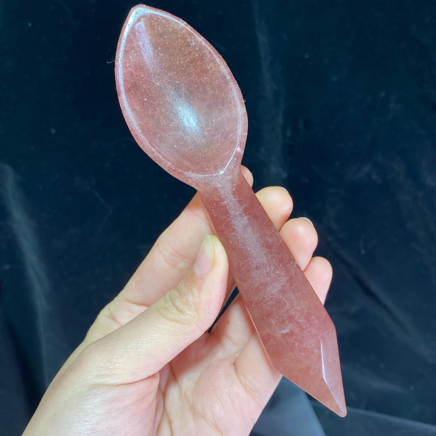 Natural Crystal Gemstone Spoon, Aventurine Strawberry Spoon, Handcrafted Spoon, Facial Mask Spoon Healing Energy Crystal, Gift For Her