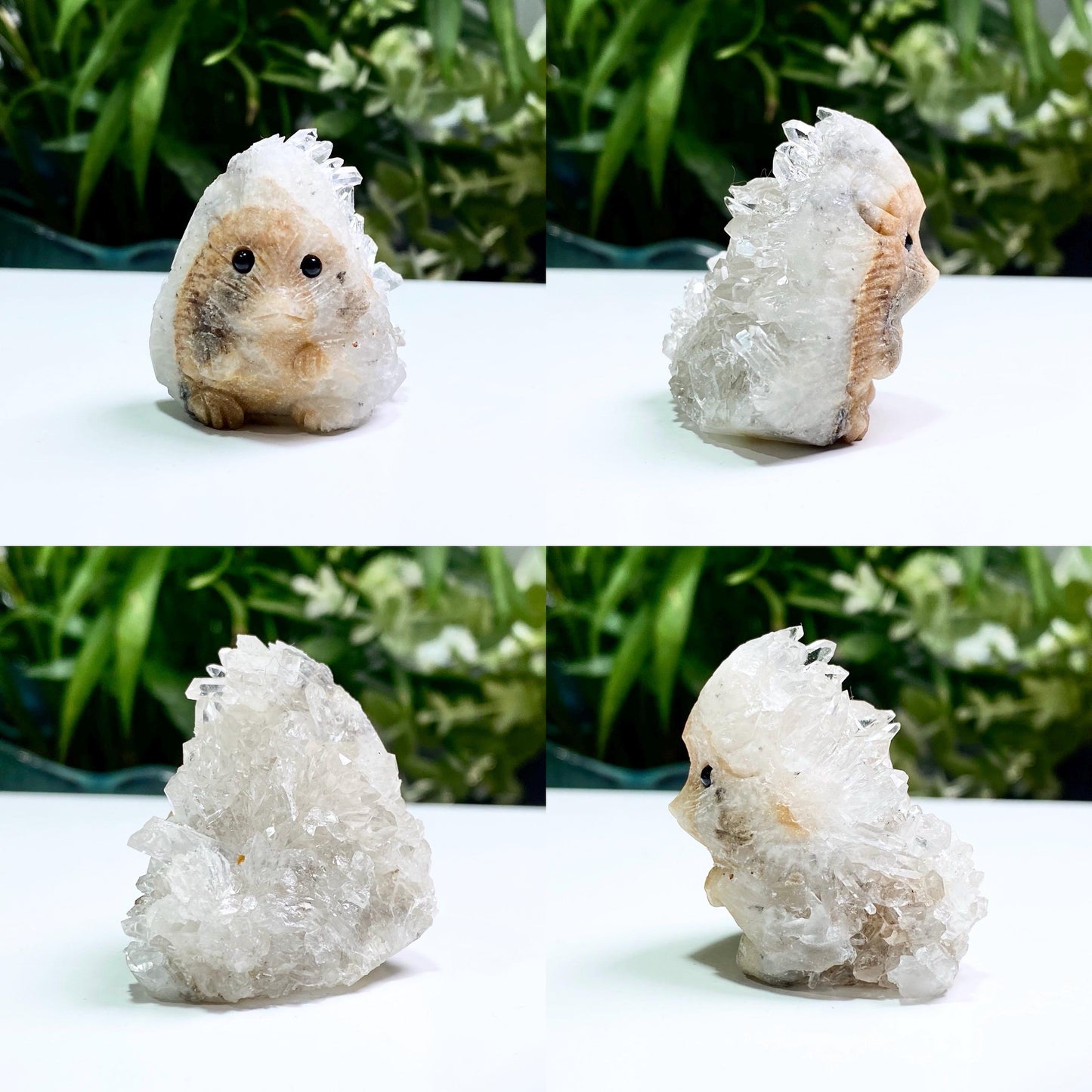 Raw Amethyst Hedgehog Carving, Amethyst Rabbit Statue, Hand Carved Crystal Animal Figurine, Druzy Quartz Pet, Unique Desk Decor Gift
