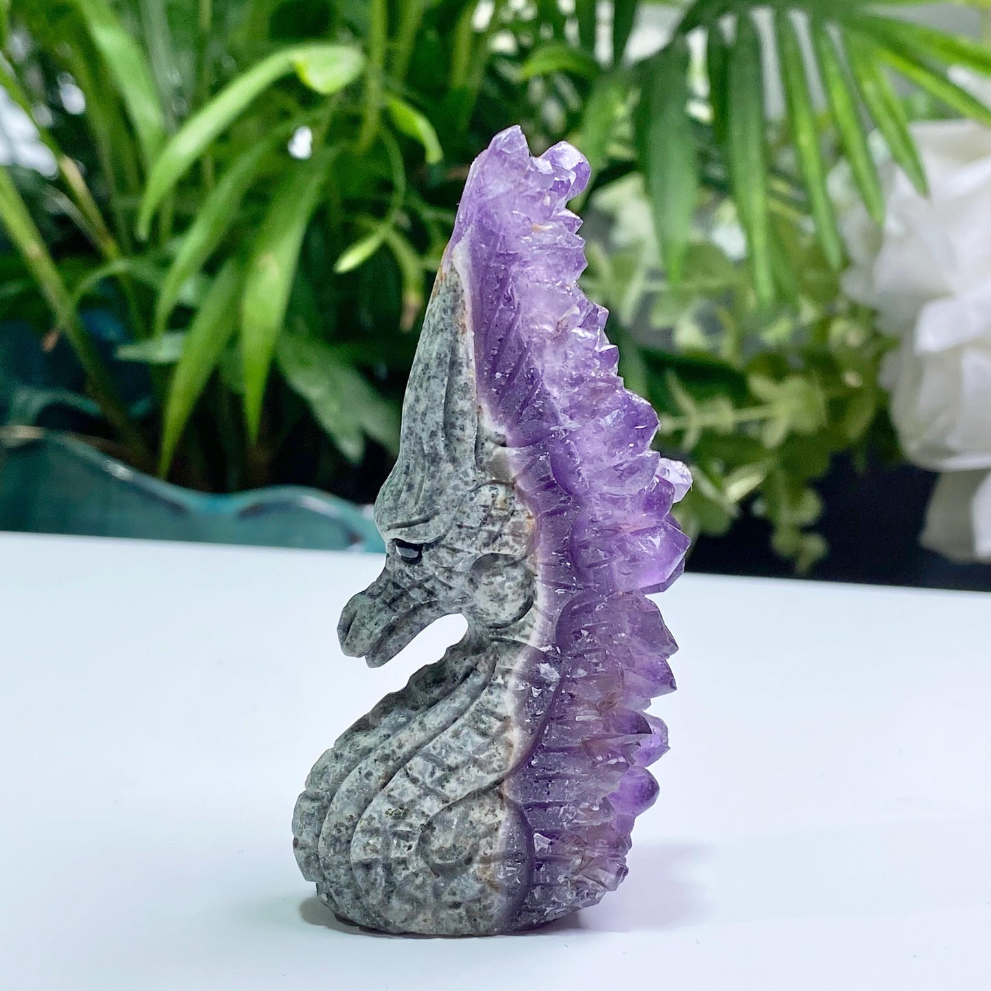 Natural Amethyst Cluster Hedgehog Carving, Hand Carved Cute Hedgehog, Crystal Hedgehog Ornaments, Animal Sculpture, Home Decor
