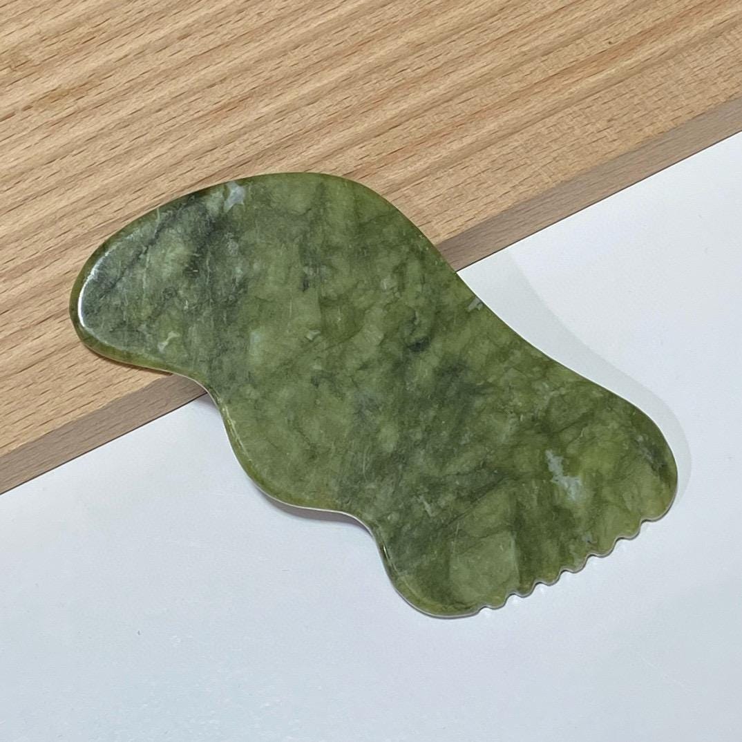 Personalized Engraved Natural Green Jade Stone Gua Sha Board, Facial Body Massage Tool, Skincare Spa Relaxation Gift for Her
