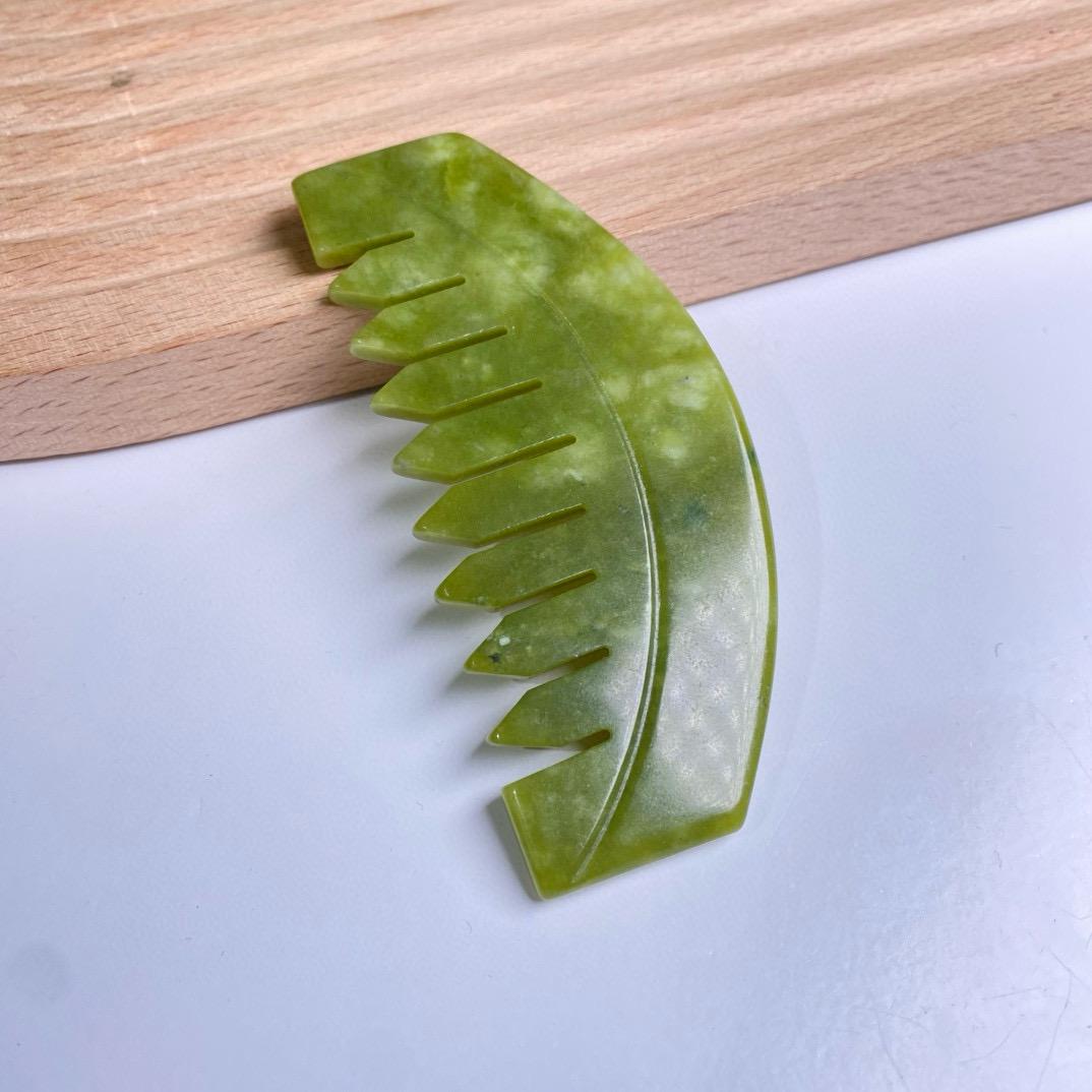 Natural Jade Pocket Comb, Crystal Scalp Massage Hairbrush, Gua Sha Hair Tool, Unique Gemstone Comb, Self Care Gift