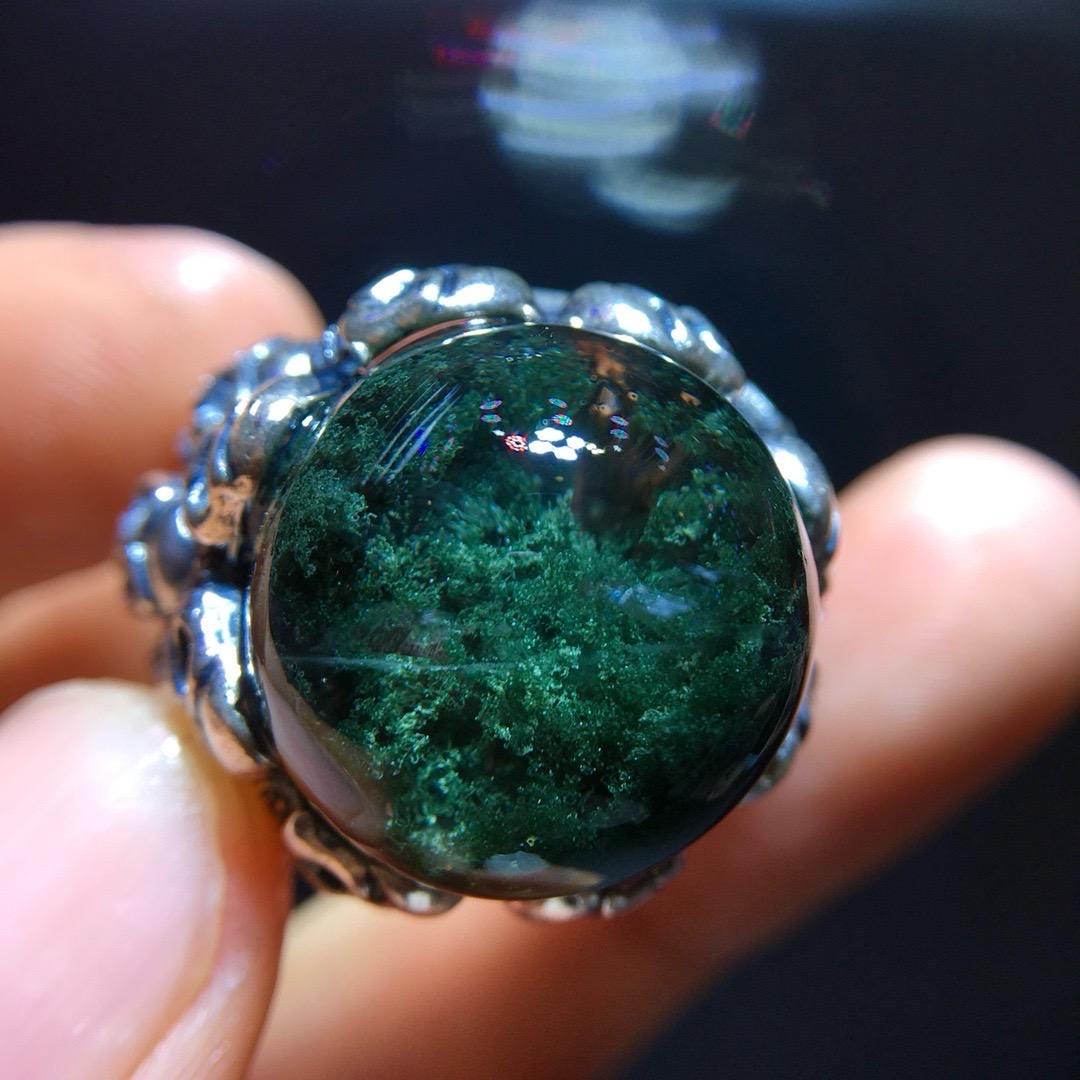 Green Garden Quartz Oval Ring, 925 Sterling Silver Setting, Adjustable Ring, Vintage Ring, Handmade Jewelry, Anniversary Gift