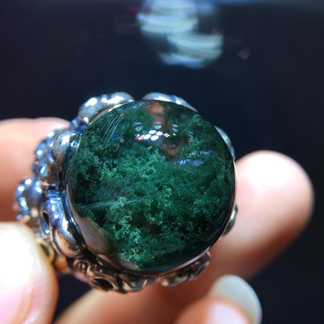Green Garden Quartz Oval Ring, 925 Sterling Silver Setting, Adjustable Ring, Vintage Ring, Handmade Jewelry, Anniversary Gift