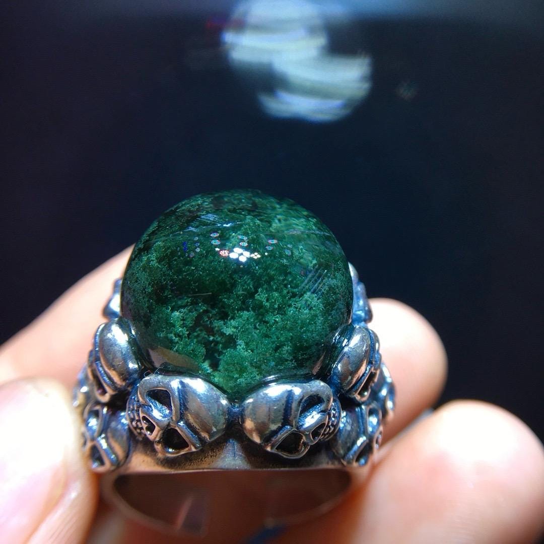 Green Garden Quartz Oval Ring, 925 Sterling Silver Setting, Adjustable Ring, Vintage Ring, Handmade Jewelry, Anniversary Gift