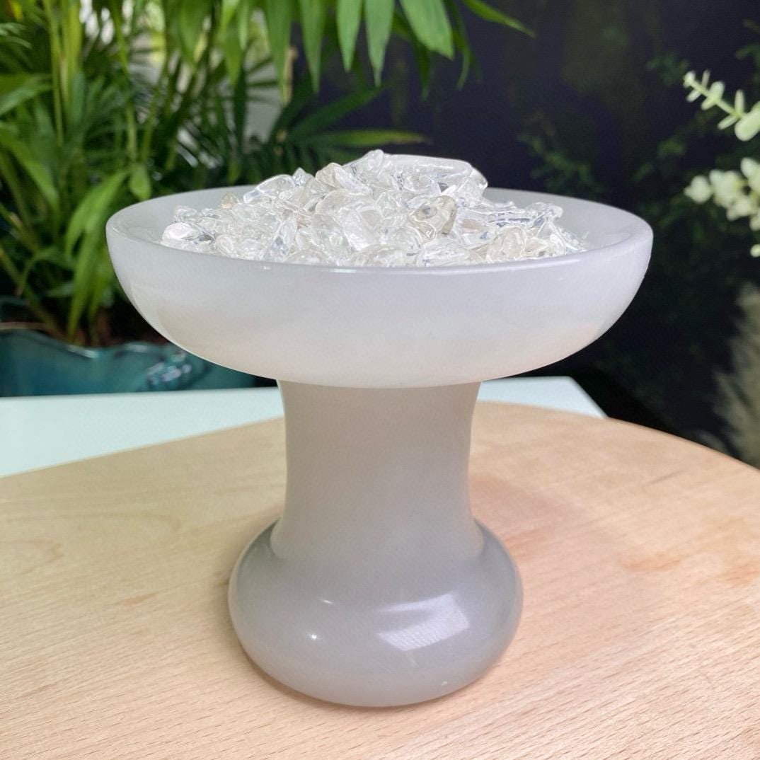 Natural Grey Agate Tableware, Grey Agate Sugar pot, Grey Agate Holy Grail Incense Burner, Crystal Sugar Bowl, Healing Crystal Home Decor.