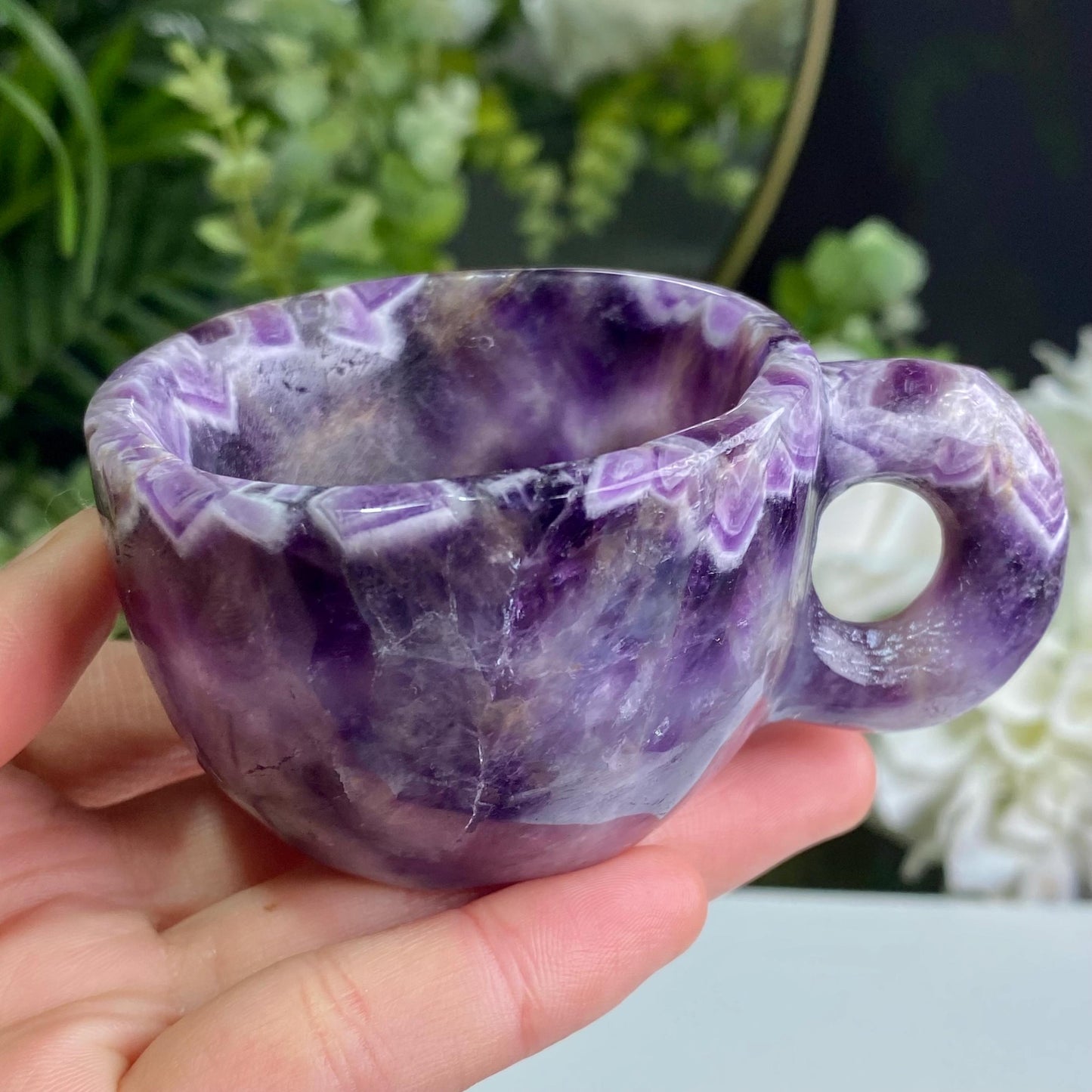 Natural Crystal Tea Cup, Small Gemstone Coffee Mug,  Custom Engraved Water Cup,  Birthday Gift for Her
