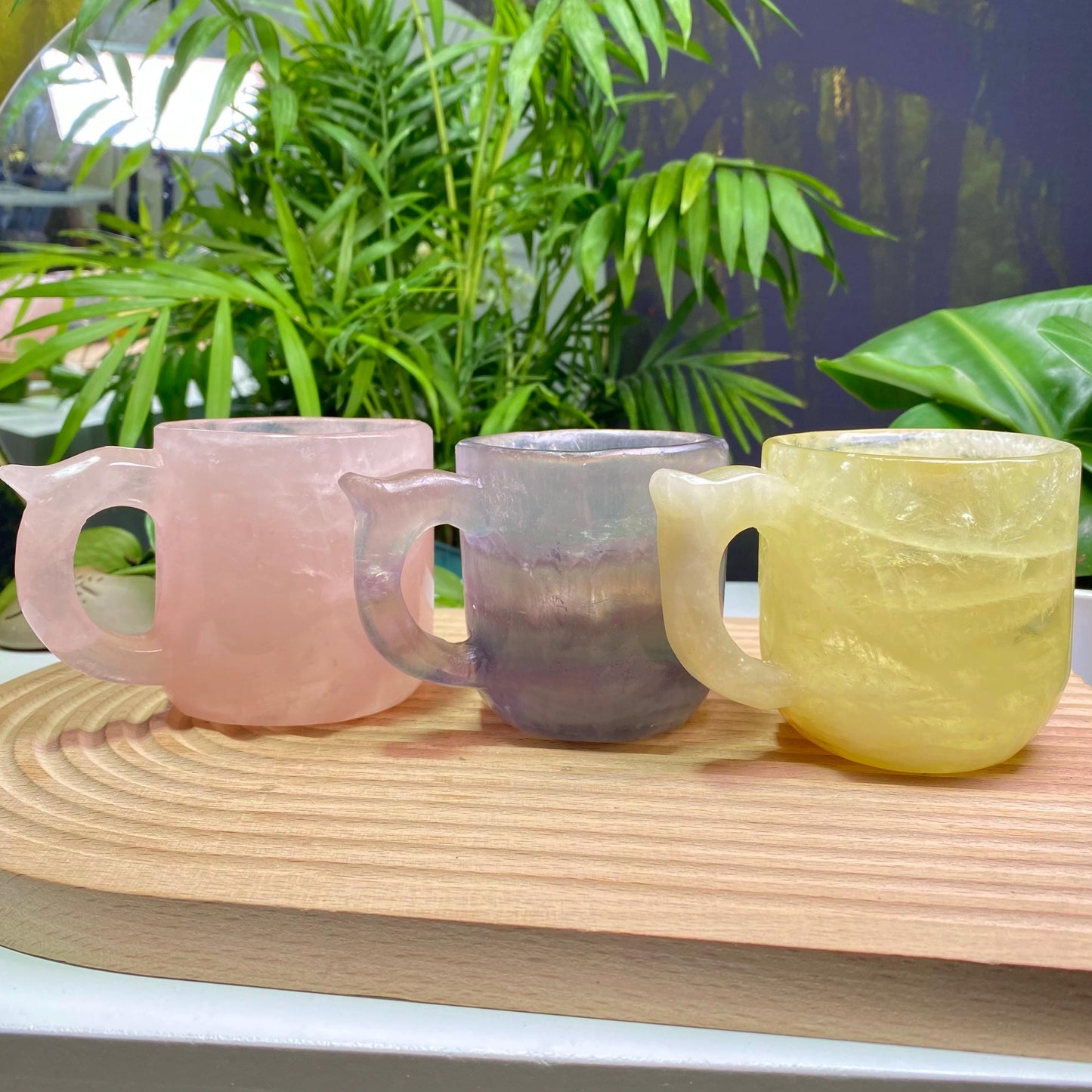 Hand-Carved Rose Quartz Coffee Mug | Crystal Tea Cups | Romantic Boho Drinkware for Wedding Favors, Customizable Valentine’s Gift