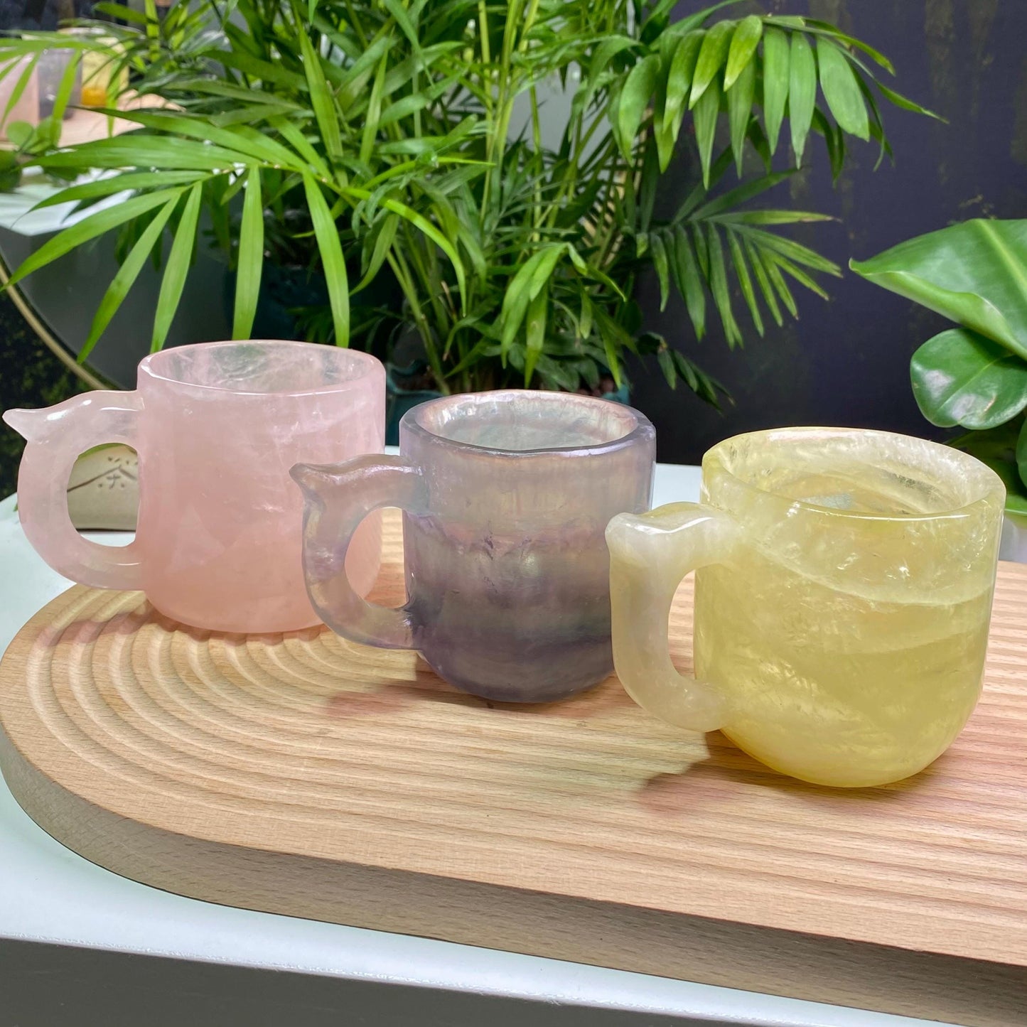 Hand-Carved Rose Quartz Coffee Mug | Crystal Tea Cups | Romantic Boho Drinkware for Wedding Favors, Customizable Valentine’s Gift