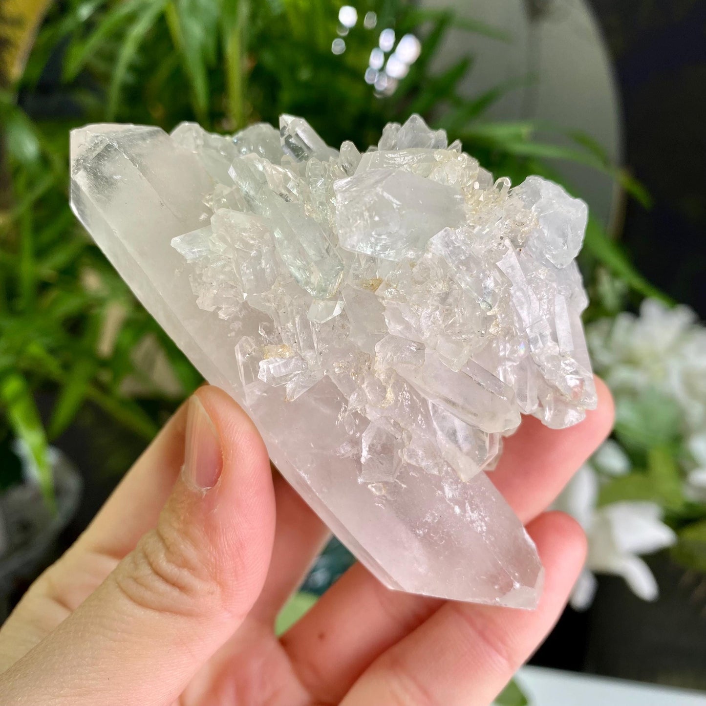 Natural Clear Quartz Cluster, Clear Quartz Flowers, Raw Crystal, Reiki Healing Spirituality Minerals, Crystal Collection, Gift for Her