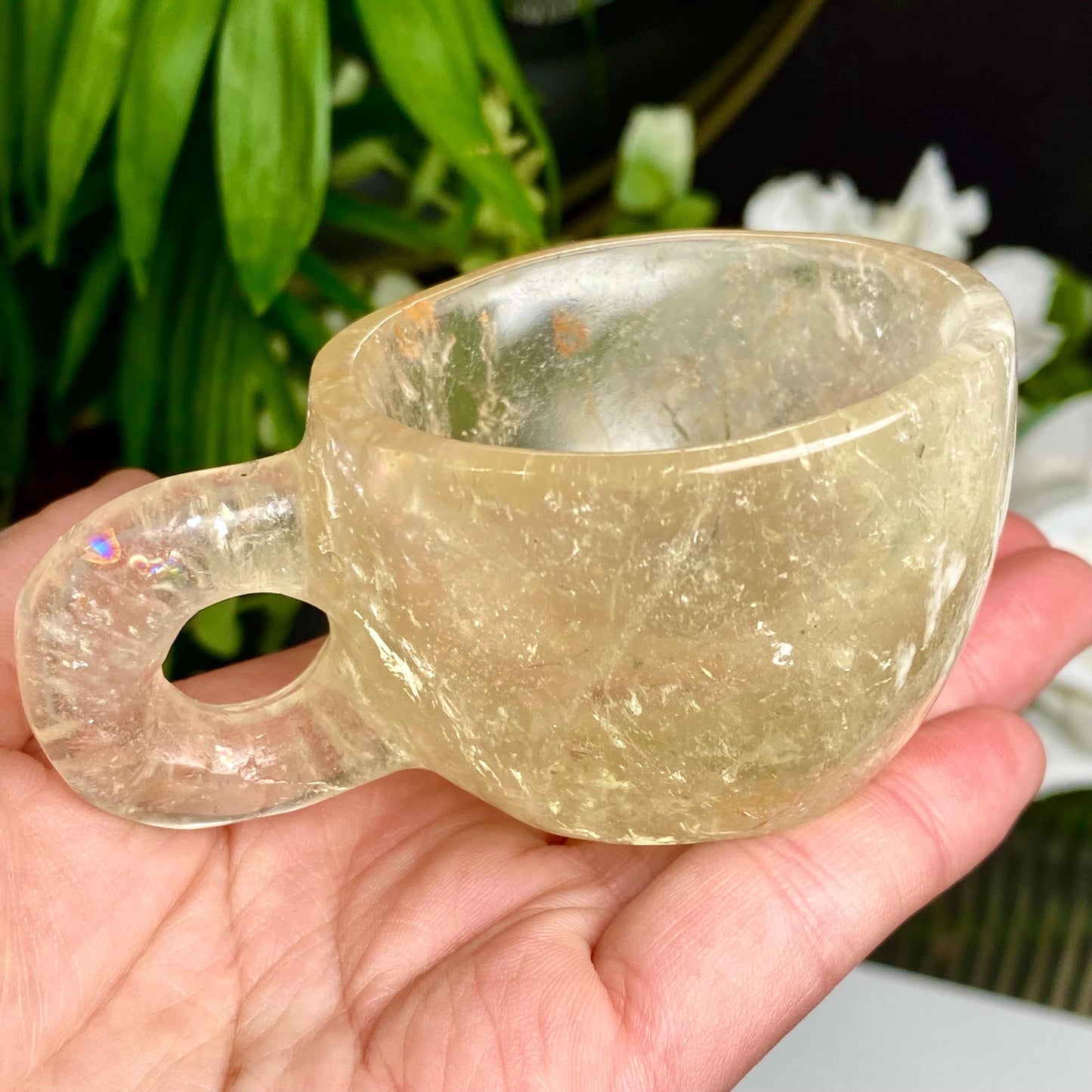 Natural Crystal Tea Cup, Small Gemstone Coffee Mug,  Custom Engraved Water Cup,  Birthday Gift for Her