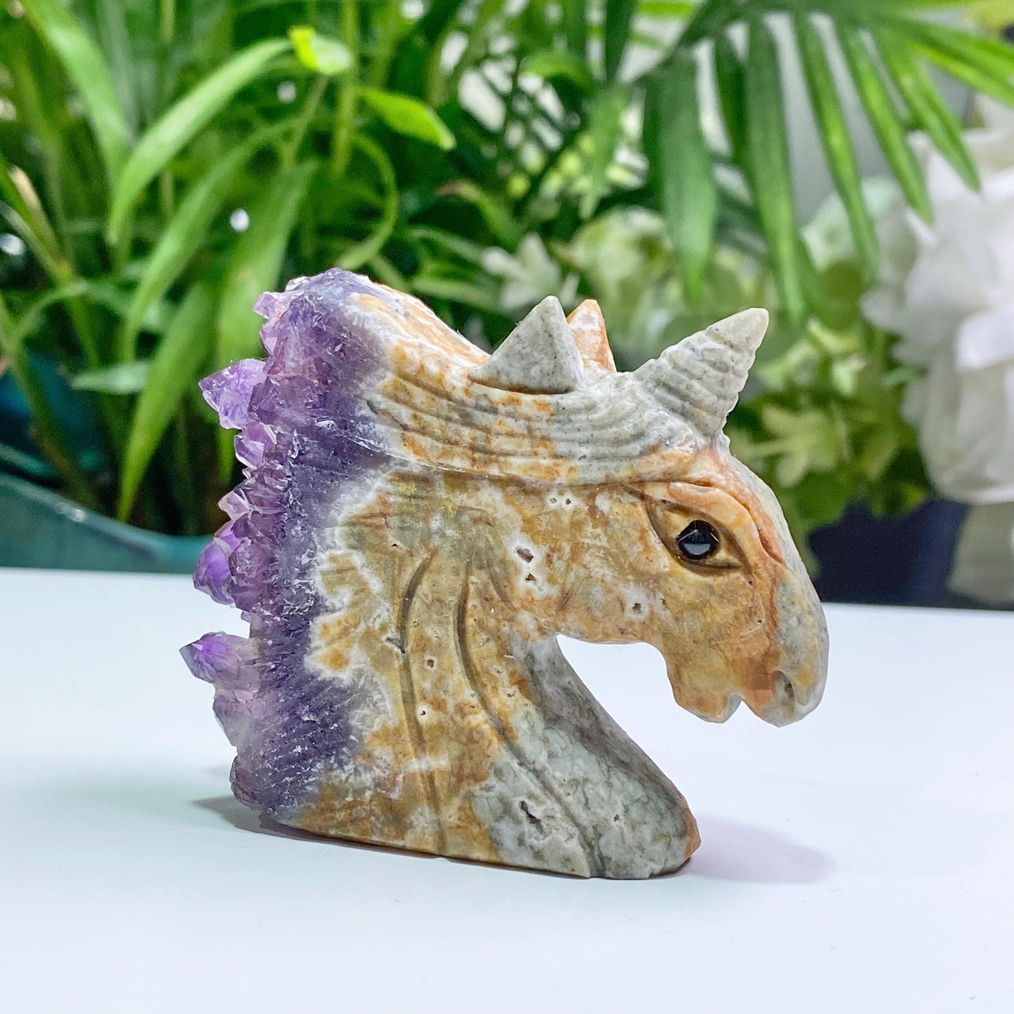 Natural Amethyst Cluster Hedgehog Carving, Hand Carved Cute Hedgehog, Crystal Hedgehog Ornaments, Animal Sculpture, Home Decor
