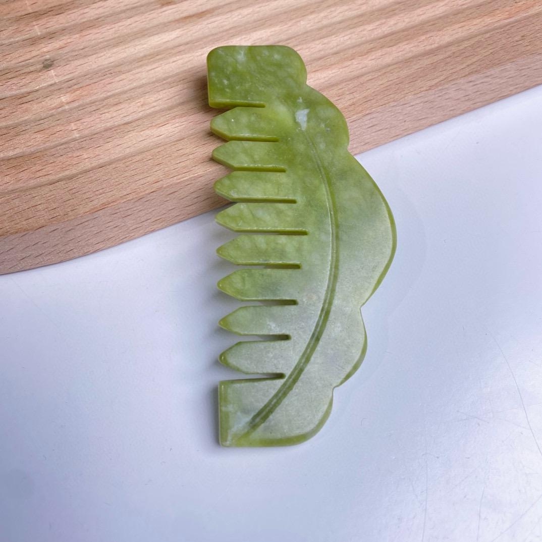 Natural Jade Pocket Comb, Crystal Scalp Massage Hairbrush, Gua Sha Hair Tool, Unique Gemstone Comb, Self Care Gift