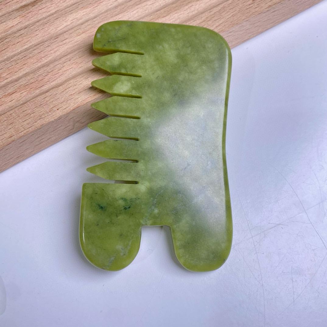 Natural Jade Pocket Comb, Crystal Scalp Massage Hairbrush, Gua Sha Hair Tool, Unique Gemstone Comb, Self Care Gift