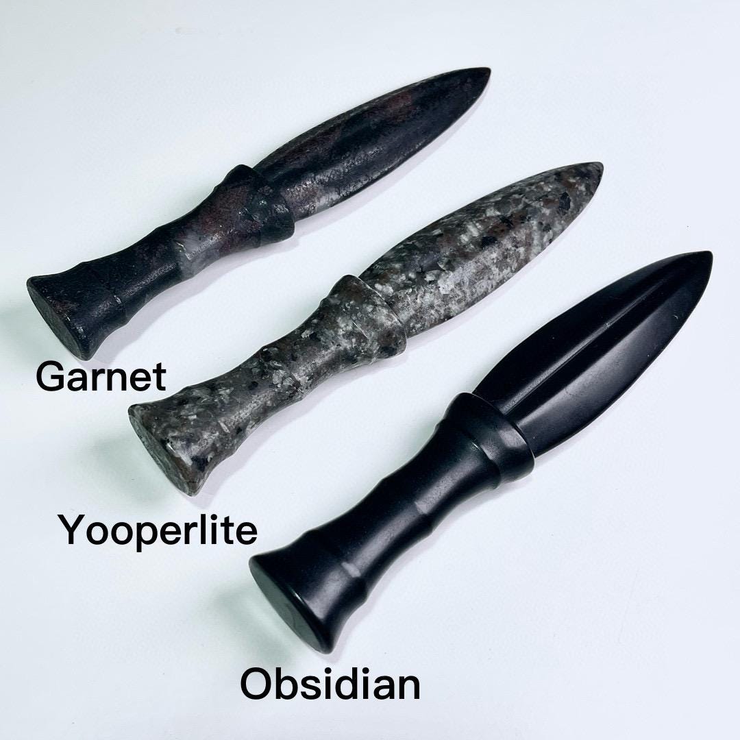 Handmade Natural Crystal Carved Knife, Obsidian Knife, Garnet, Yooperlite, Crystal Gift For Man, Birthday Gift, Fengshui Home Decor