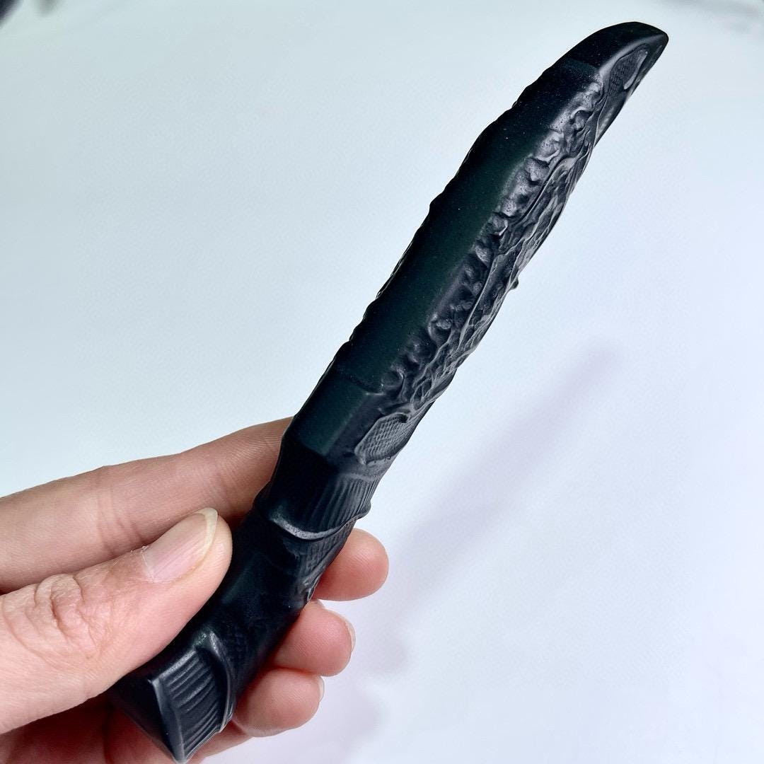 Natural Crystal Carved Knife, Obsidian Knife, Glaucophane Dagger, Crystal Gift For Man, High Quality Gemstone Birthday Gift, Home Decor