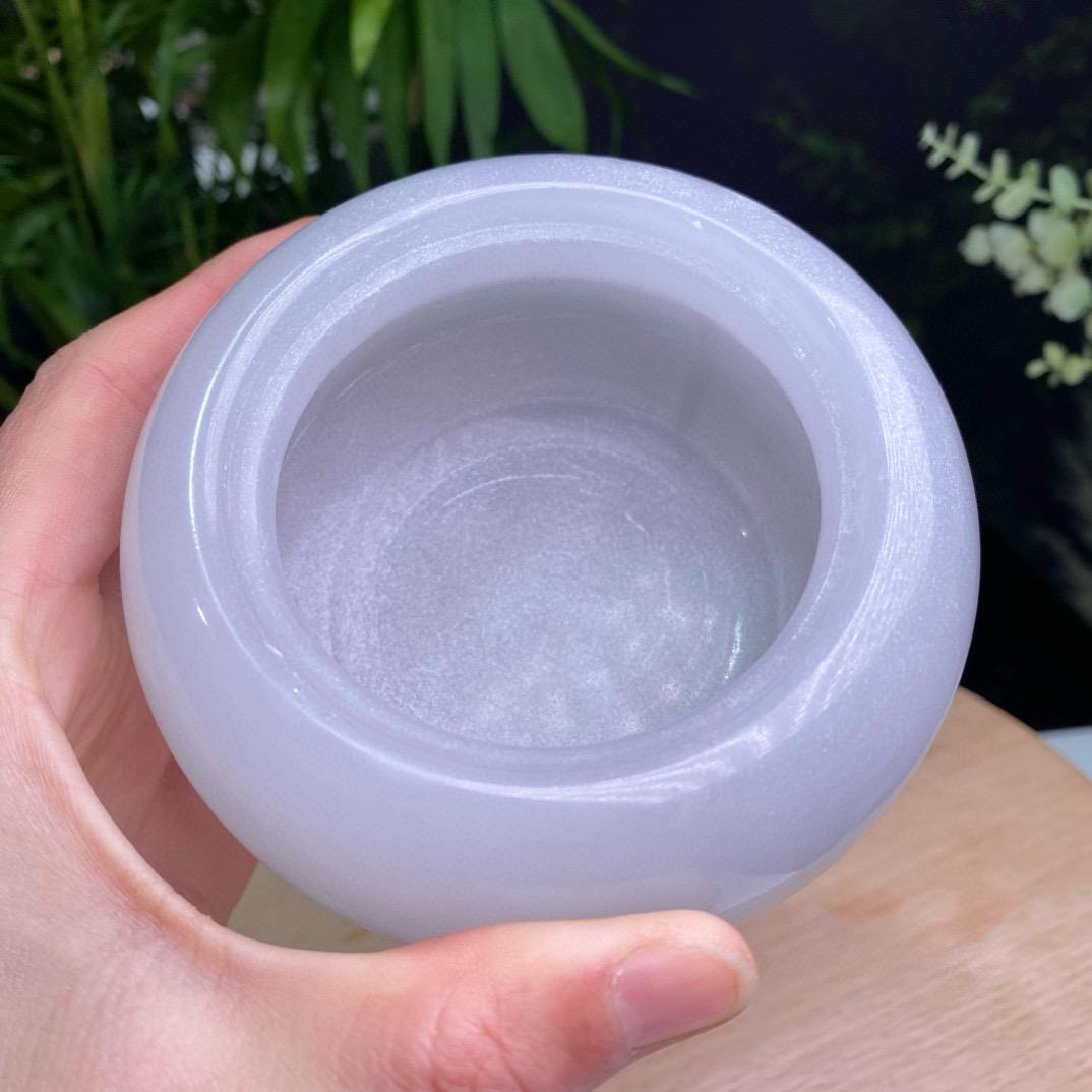 Natural Grey Agate Tableware, Grey Agate Sugar pot, Grey Agate Holy Grail Incense Burner, Crystal Sugar Bowl, Healing Crystal Home Decor.