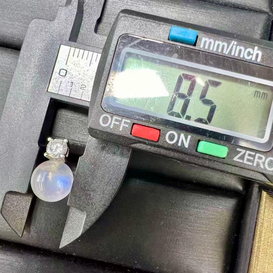 Blue Flash Moonstone Bead Earring by S925 Sterling Silver, Handmade Jewelry Stud Earring, June Birthday Gift, Wedding Accessories