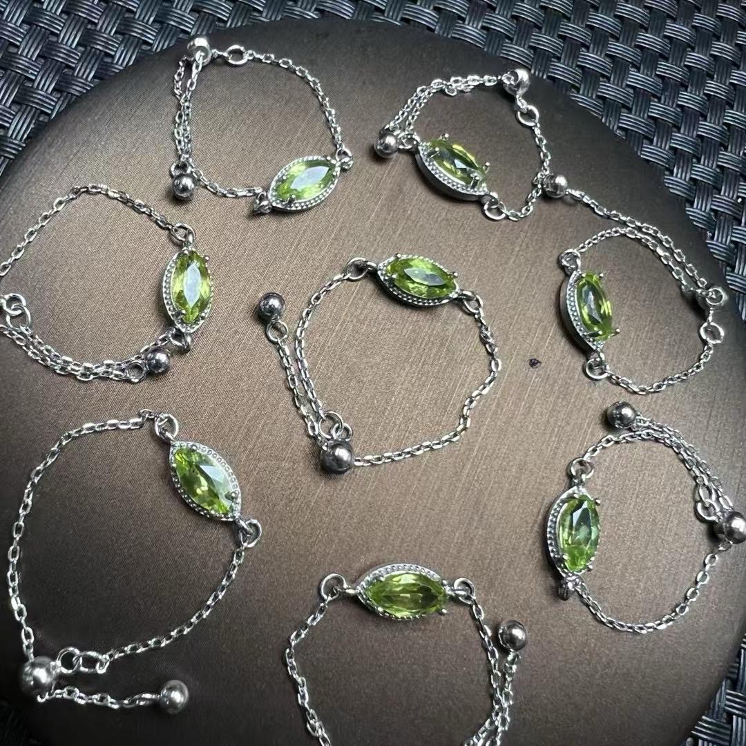 Natural Peridot Fringe Dangle Ring, S925 Sterling Silver Bohemian Leafy Green Gemstone Jewelry, Handmade Boho Adjustable Statement Ring