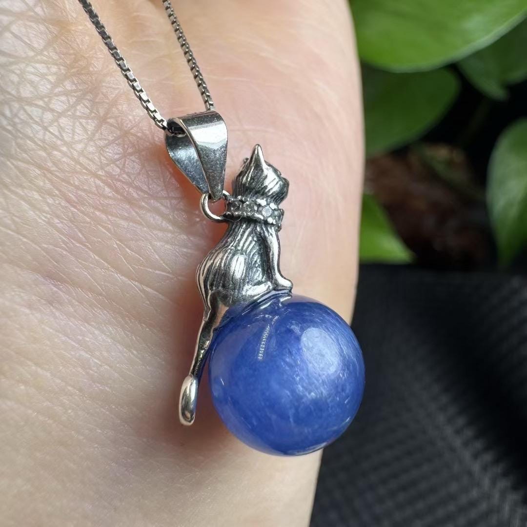 Natural Blue Kyanite Necklace, S925 Sterling Silver Zen Pendant, Healing Crystal Jewelry for Her, Minimalist Gemstone, Unique Gift