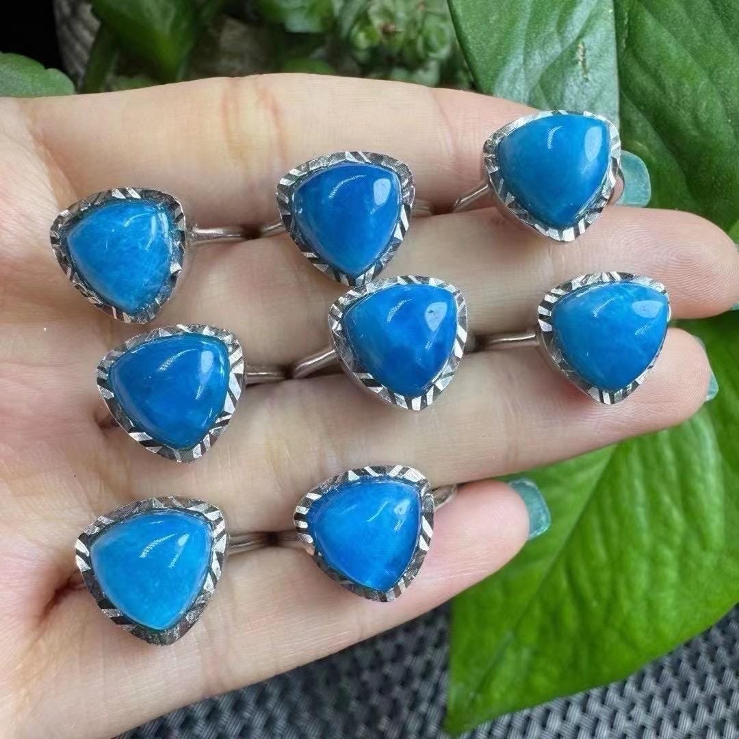 1 Pcs Handmade Icelandic Blue Howlite Ring, S925 Sterling Silver Adjustable Shank, Boho Healing Crystal Jewelry, Gift for Her