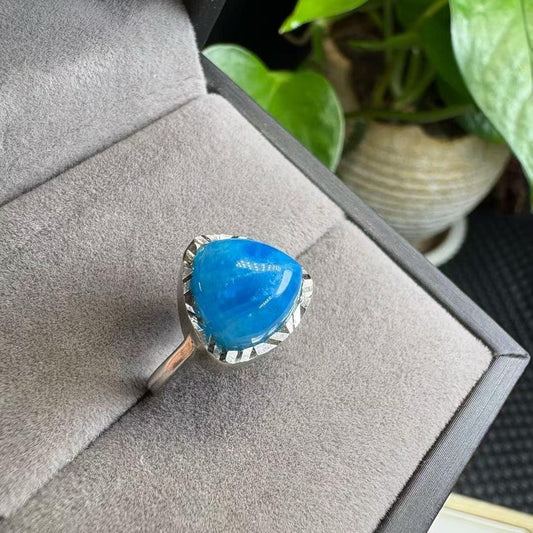 1 Pcs Handmade Icelandic Blue Howlite Ring, S925 Sterling Silver Adjustable Shank, Boho Healing Crystal Jewelry, Gift for Her