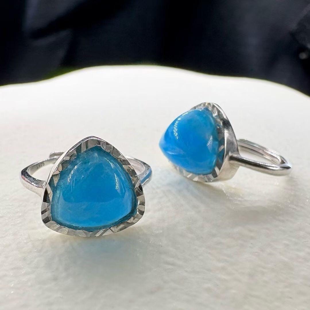 1 Pcs Handmade Icelandic Blue Howlite Ring, S925 Sterling Silver Adjustable Shank, Boho Healing Crystal Jewelry, Gift for Her
