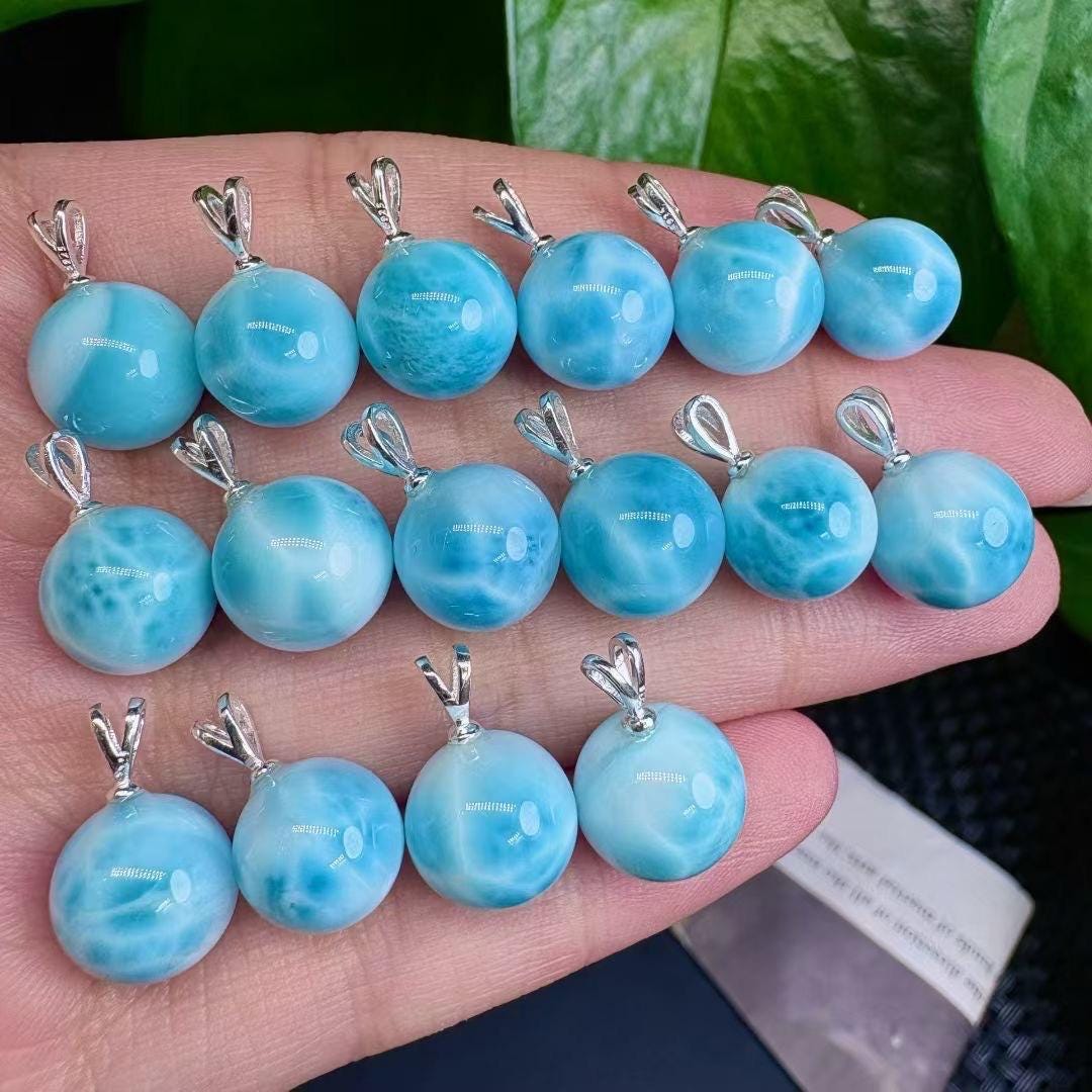 Handmade Sterling Silver Larimar Pendant, Ocean Stone Necklace