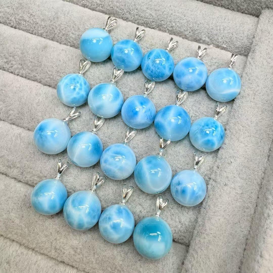 Handmade Sterling Silver Larimar Pendant, Ocean Stone Necklace