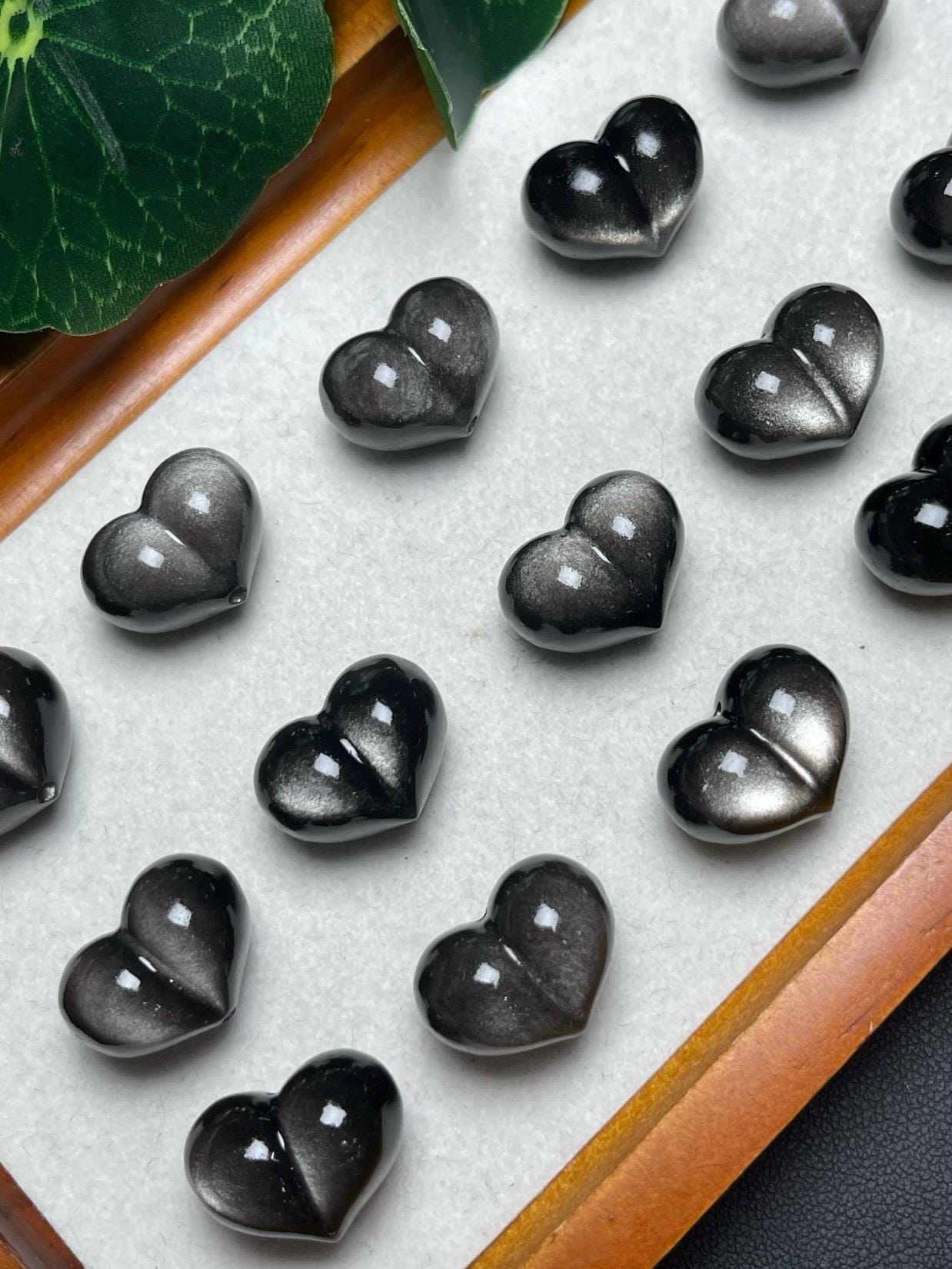Golden Obsidian Heart, Natural Carved Crystal, Energy Stone (18x18mm),Gift for Mom