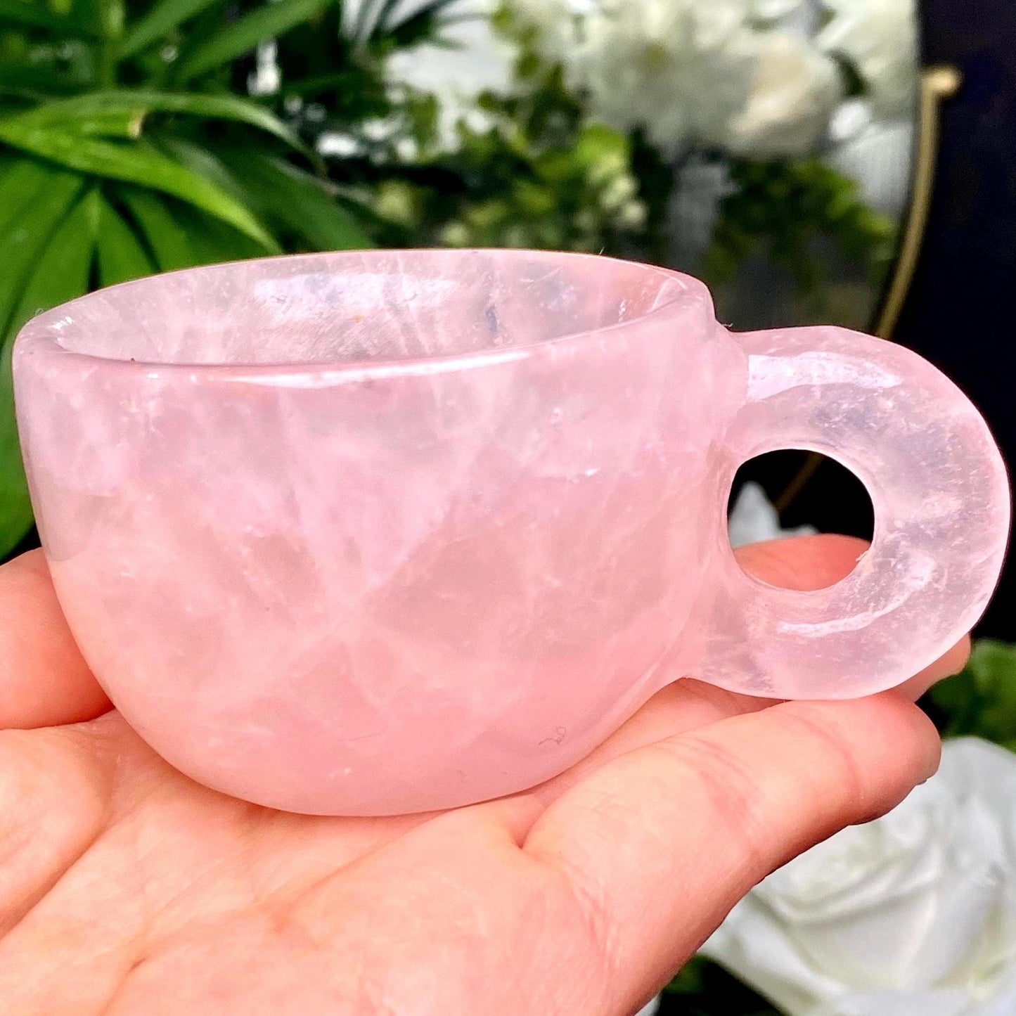 Natural Crystal Tea Cup, Small Gemstone Coffee Mug,  Custom Engraved Water Cup,  Birthday Gift for Her